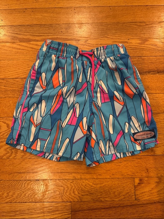 Vineyard Vines Other - Vineyard Vines Boys Blue Surfboard Pattern Swim Shorts With Drawstring Size 6